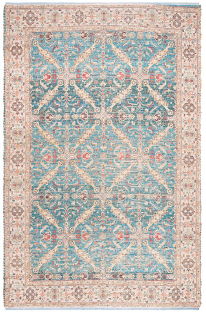 Safavieh Saffron 514 Hand Loomed 80% Polyester / 20% Cotton Rug Navy / Creme 5' x 8'