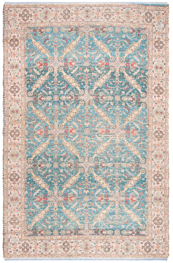 Safavieh Saffron 514 Hand Loomed 80% Polyester / 20% Cotton Rug Navy / Creme 5' x 8'