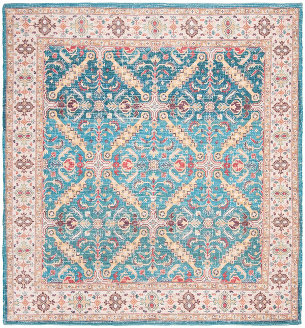 Safavieh Saffron 514 Hand Loomed 80% Polyester / 20% Cotton Rug Navy / Creme 6' x 6' Square