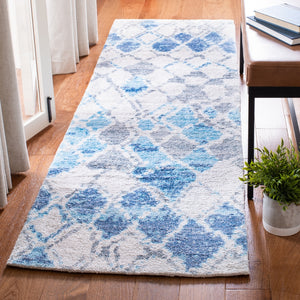 Safavieh Saffron 548 Hand Loomed 60% Polyester / 40 % Cotton Rug Ivory / Blue 8' x 10'