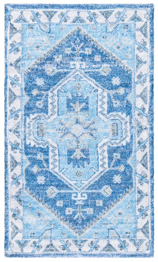 Safavieh Saffron 549 Hand Loomed 60% Polyester / 40 % Cotton Rug Blue / Ivory 8' x 10'