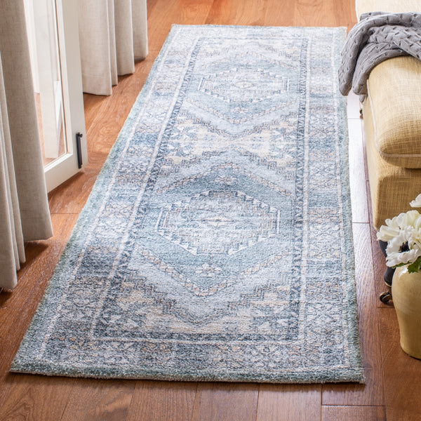 Safavieh Saffron 550 Hand Loomed 60% Polyester / 40 % Cotton Rug Grey / Ivory 8' x 10'