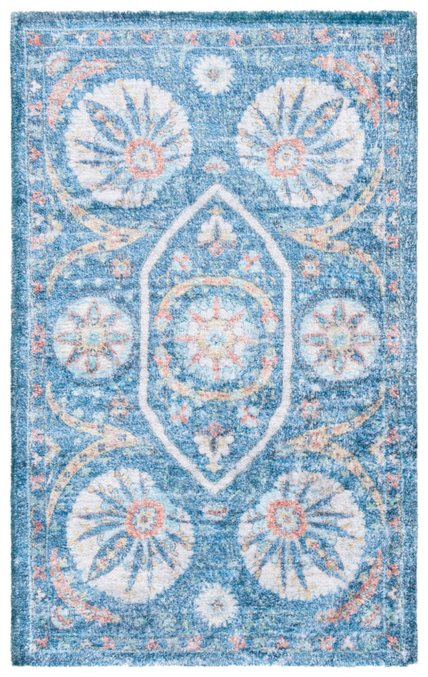 Safavieh Saffron 551 Hand Loomed 60% Polyester / 40 % Cotton Rug Blue / Creme 8' x 10'