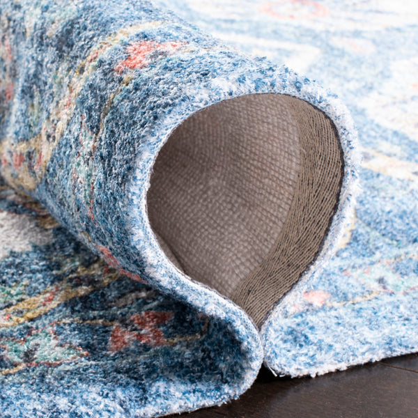 Safavieh Saffron 551 Hand Loomed 60% Polyester / 40 % Cotton Rug Blue / Creme 8' x 10'