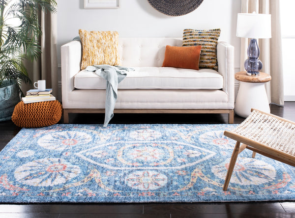 Safavieh Saffron 551 Hand Loomed 60% Polyester / 40 % Cotton Rug Blue / Creme 8' x 10'
