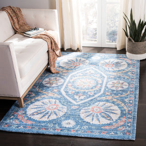 Safavieh Saffron 551 Hand Loomed 60% Polyester / 40 % Cotton Rug Blue / Creme 8' x 10'