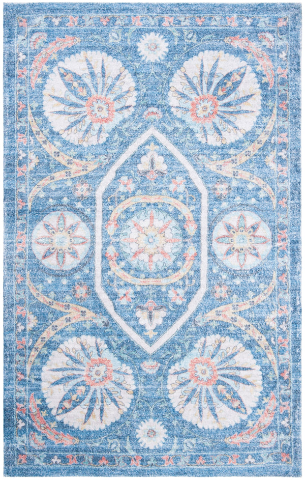 Safavieh Saffron 551 Hand Loomed 60% Polyester / 40 % Cotton Rug Blue / Creme 8' x 10'