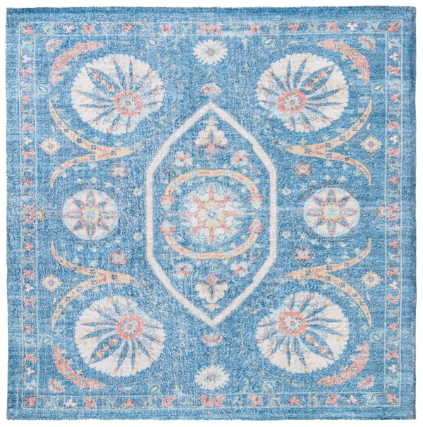 Safavieh Saffron 551 Hand Loomed 60% Polyester / 40 % Cotton Rug Blue / Creme 8' x 10'