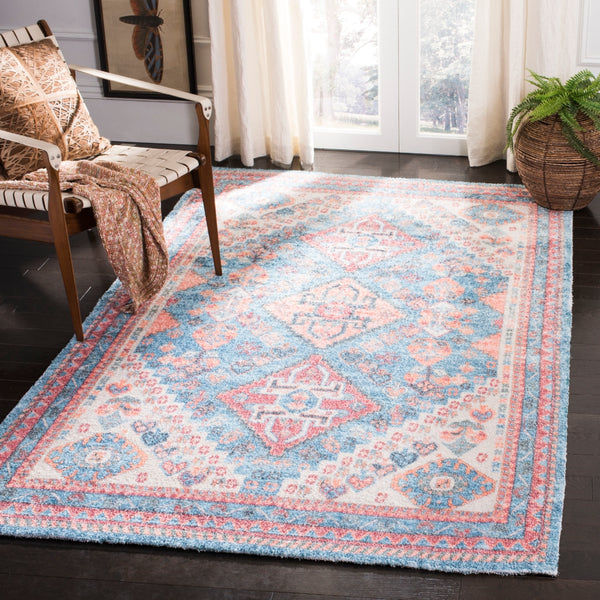 Safavieh Saffron 556 Hand Loomed 60% Polyester / 40 % Cotton Rug Blue / Rust 8' x 10'