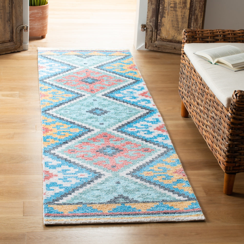 Safavieh Saffron 560 Hand Loomed 60% Polyester / 40 % Cotton Rug Blue / Aqua 8' x 10'