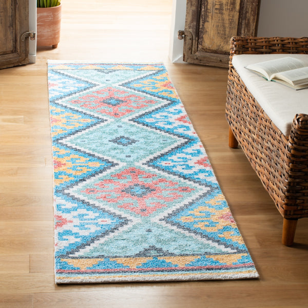 Safavieh Saffron 560 Hand Loomed 60% Polyester / 40 % Cotton Rug Blue / Aqua 8' x 10'