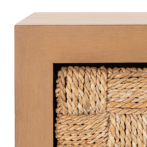Rosario Woven Wood Nightstand Natural / Dark Brown Wood SFV1303B