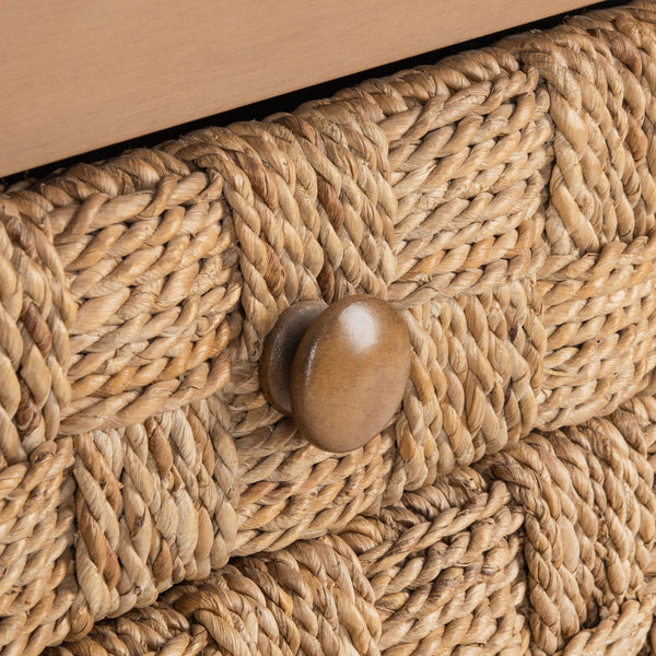 Rosario Woven Wood Nightstand Natural / Dark Brown Wood SFV1303B