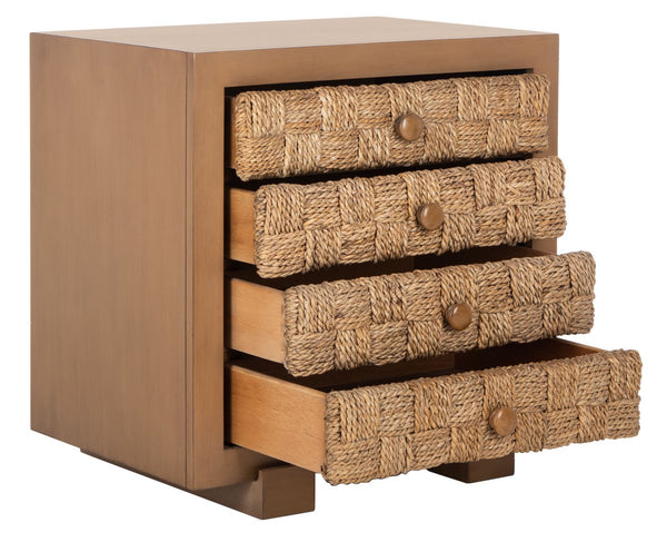 Rosario Woven Wood Nightstand Natural / Dark Brown Wood SFV1303B