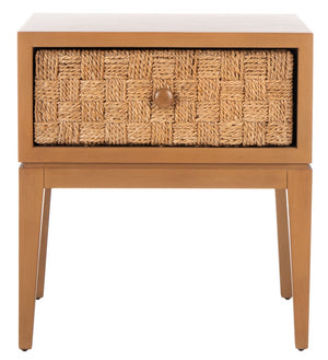 Armand Woven Wood Nightstand Natural / Dark Brown Wood SFV1304B
