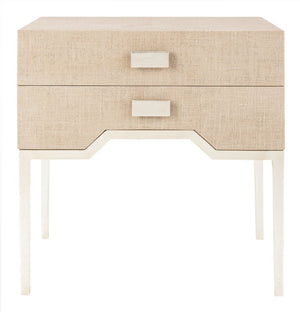 Micah Faux Raffia 2 Drawer Nightstand