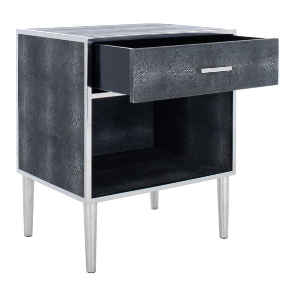 Tammy Faux Shagreen Nightstand: Exotic Texture, Sleek Design & Stylish Storage for Modern Spaces