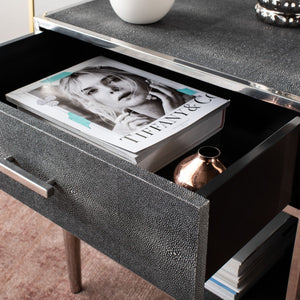 Tammy Faux Shagreen Nightstand: Exotic Texture, Sleek Design & Stylish Storage for Modern Spaces