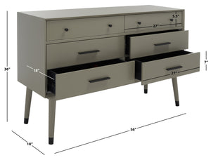 Safavieh Madden Retro Dresser Dark Grey / Black Mdf / Wood Veneer / Plywood / Hardware / Velvet (In Drawers) SFV2100K
