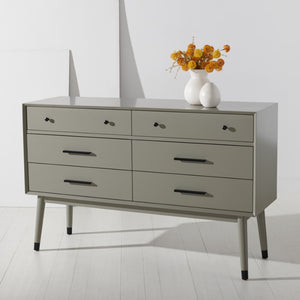 Safavieh Madden Retro Dresser Dark Grey / Black Mdf / Wood Veneer / Plywood / Hardware / Velvet (In Drawers) SFV2100K