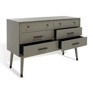 Safavieh Madden Retro Dresser Dark Grey / Black Mdf / Wood Veneer / Plywood / Hardware / Velvet (In Drawers) SFV2100K