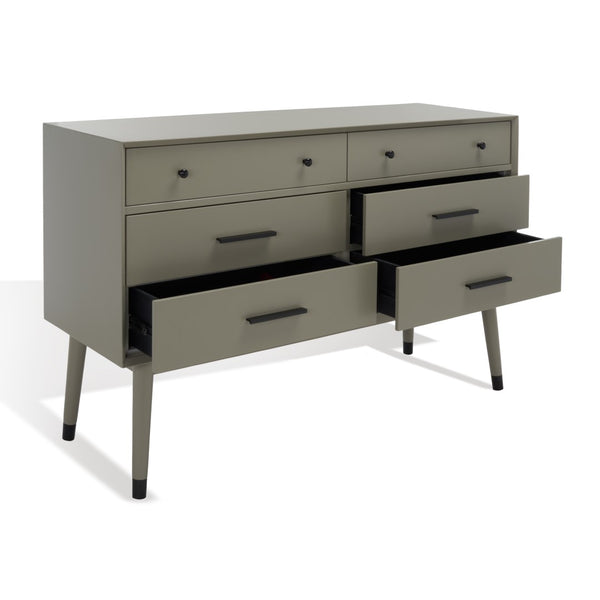 Safavieh Madden Retro Dresser Dark Grey / Black Mdf / Wood Veneer / Plywood / Hardware / Velvet (In Drawers) SFV2100K