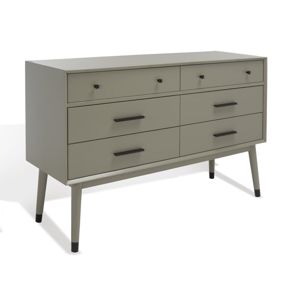 Safavieh Madden Retro Dresser Dark Grey / Black Mdf / Wood Veneer / Plywood / Hardware / Velvet (In Drawers) SFV2100K