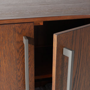 Mallory 4 Door Media Stand - Elegant Dark Brown Wood TV Stand with Ample Storage & Timeless Design