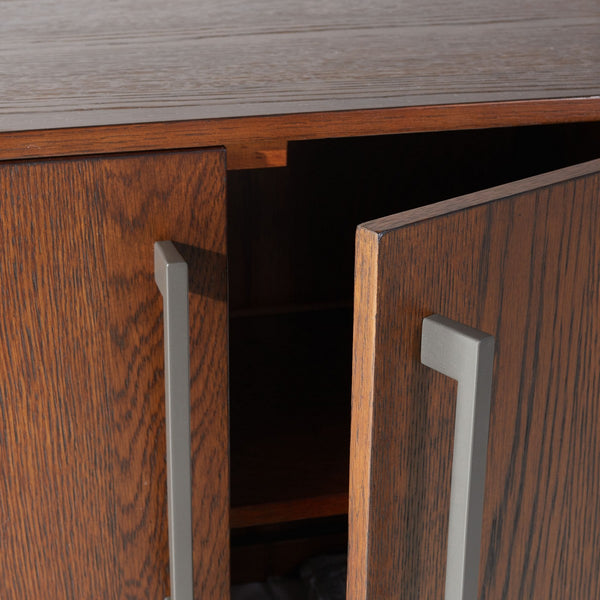 Mallory 4 Door Media Stand - Elegant Dark Brown Wood TV Stand with Ample Storage & Timeless Design