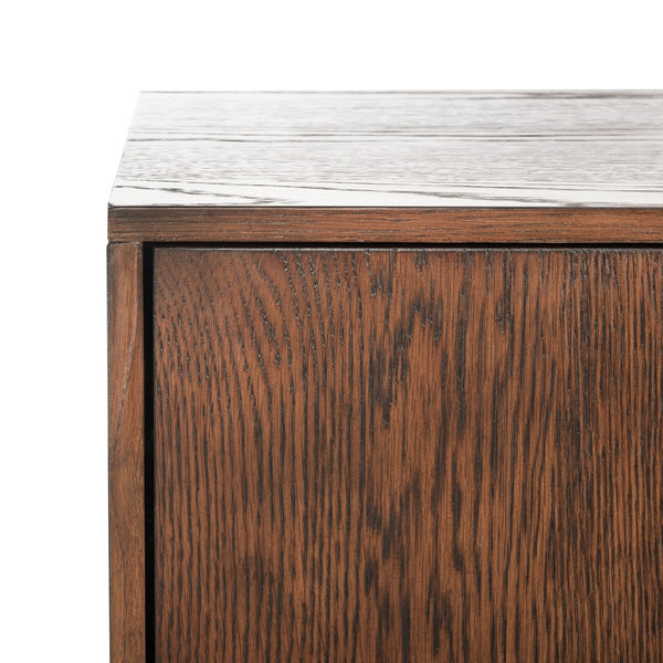 Mallory 4 Door Media Stand - Elegant Dark Brown Wood TV Stand with Ample Storage & Timeless Design