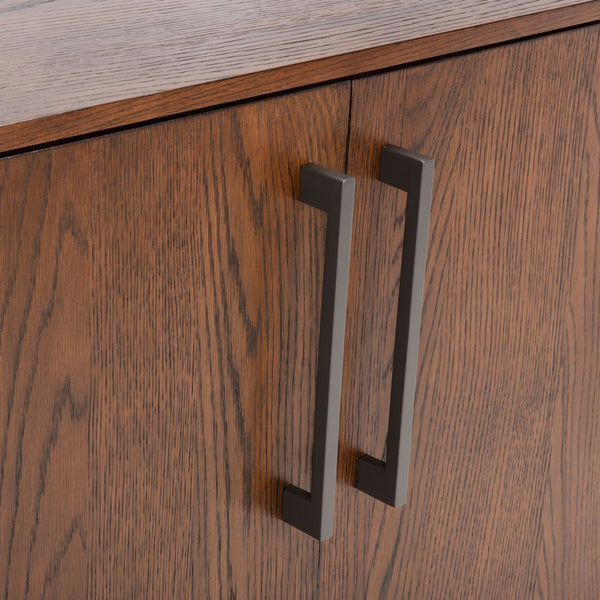 Mallory 4 Door Media Stand - Elegant Dark Brown Wood TV Stand with Ample Storage & Timeless Design