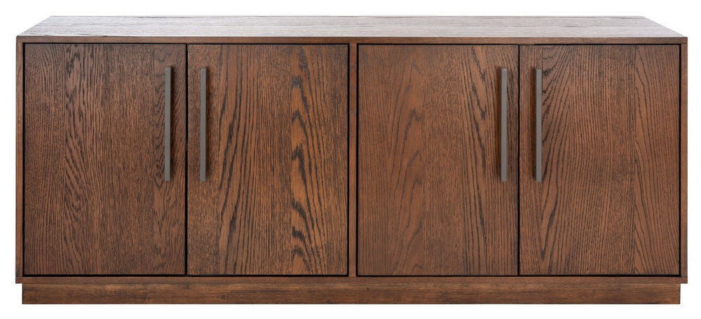 Mallory 4 Door Media Stand - Elegant Dark Brown Wood TV Stand with Ample Storage & Timeless Design