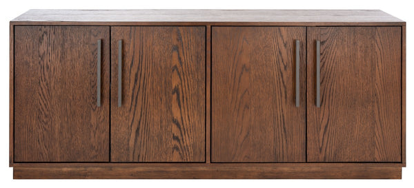 Mallory 4 Door Media Stand - Elegant Dark Brown Wood TV Stand with Ample Storage & Timeless Design