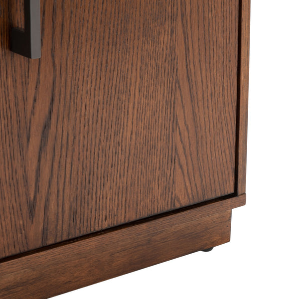 Mallory 4 Door Media Stand - Elegant Dark Brown Wood TV Stand with Ample Storage & Timeless Design