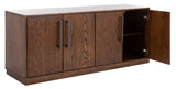 Mallory 4 Door Media Stand - Elegant Dark Brown Wood TV Stand with Ample Storage & Timeless Design