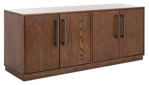 Mallory 4 Door Media Stand - Elegant Dark Brown Wood TV Stand with Ample Storage & Timeless Design