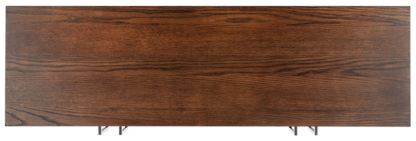 Mallory 4 Door Media Stand - Elegant Dark Brown Wood TV Stand with Ample Storage & Timeless Design