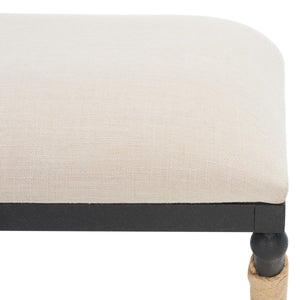 Carmelo Coastal-Chic Hemp Wrapped Bench with Plush Cushion for Stylish Home Décor and Comfort