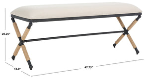 Carmelo Coastal-Chic Hemp Wrapped Bench with Plush Cushion for Stylish Home Décor and Comfort