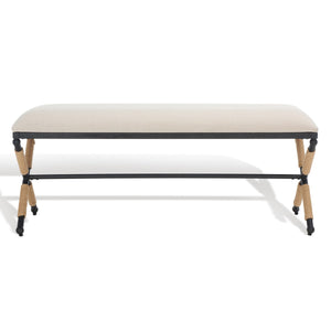 Carmelo Coastal-Chic Hemp Wrapped Bench with Plush Cushion for Stylish Home Décor and Comfort