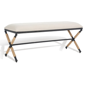Carmelo Coastal-Chic Hemp Wrapped Bench with Plush Cushion for Stylish Home Décor and Comfort