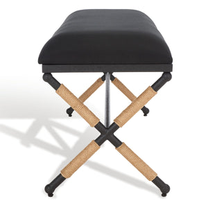 Carmelo Coastal-Chic Hemp Wrapped Bench with Plush Cushion for Stylish Home Décor and Comfort