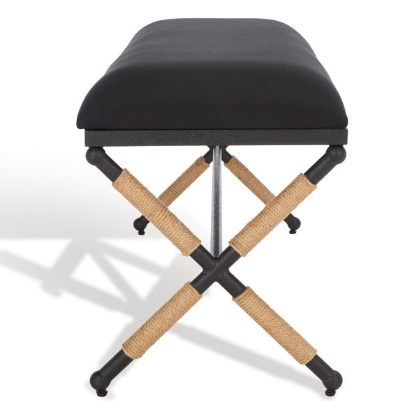 Carmelo Coastal-Chic Hemp Wrapped Bench with Plush Cushion for Stylish Home Décor and Comfort