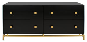 Safavieh Claudette 4 Drawer Dresser Black / Gold Wood / Mdf / Metal SFV2123B