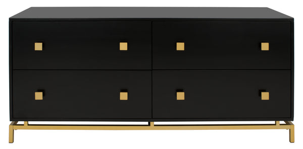 Safavieh Claudette 4 Drawer Dresser Black / Gold Wood / Mdf / Metal SFV2123B