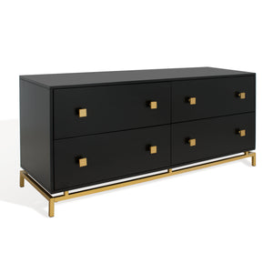 Safavieh Claudette 4 Drawer Dresser Black / Gold Wood / Mdf / Metal SFV2123B