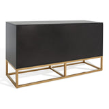 Safavieh Emelia 6 Drawer Dresser Black / Gold Wood / Metal / Pb Drawer Front With Pu Foam Deco Board  SFV2124B