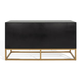 Safavieh Emelia 6 Drawer Dresser Black / Gold Wood / Metal / Pb Drawer Front With Pu Foam Deco Board  SFV2124B