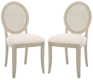 Safavieh Karlee Rattan Back Dining Chair - Set of 2 Rustic Grey / Beige SFV2130A-SET2