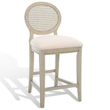 Safavieh Karlee Rattan Back Counter Stool - Set of 2 Rustic Grey / Beige SFV2131A-SET2